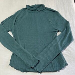 Free People Teal Turtleneck Long Sleeve Top